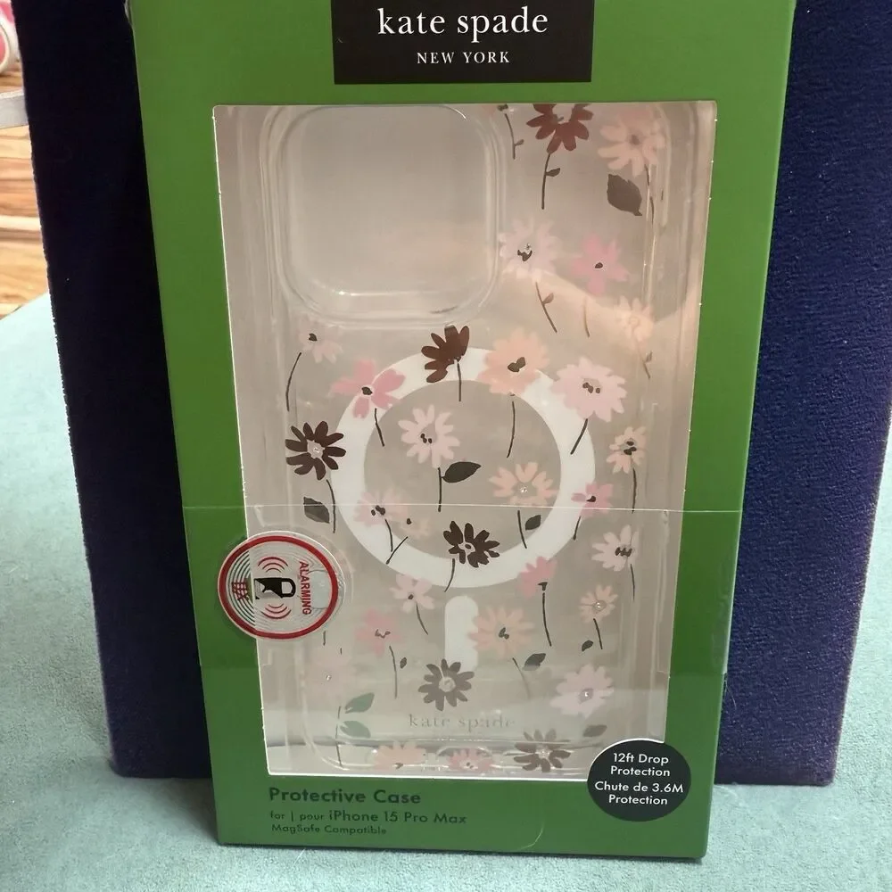 Kate Spade iPhone 15 Pro Max Cell Phone Case Clear w/ Gems Floral Flower New NIB